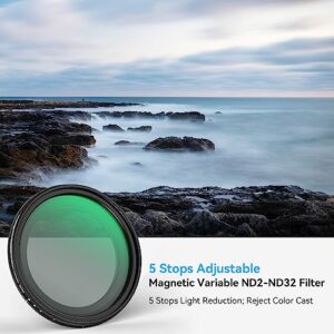 SmallRig 52mm Magnetic Variable ND Filter ND2-ND32 (1-5 Stops) No X Cross HD Optical Glass Waterproof Scratch Resistant Magnetic Adjustable Neutral Density Filter for Phone - 4215