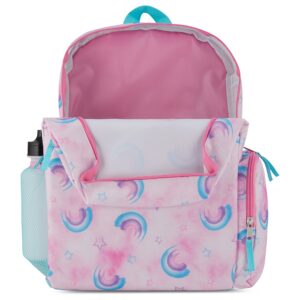 Cudlie Kindergarten Backpack w/Water Bottle & Stickers - Lightweight Girls Backpack for School/Travel - Kids Back Pack/Book Bag - Rainbow/Pink