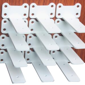 12 Pack - 5 inch White Hidden Invisible L Shelves Brackets, Floating Hidden Shelf Brackets Heavy Duty Shelf Brackets Industrial L Shelf Bracket (1/5 Inch Thicked) Iron Shelf Brackets