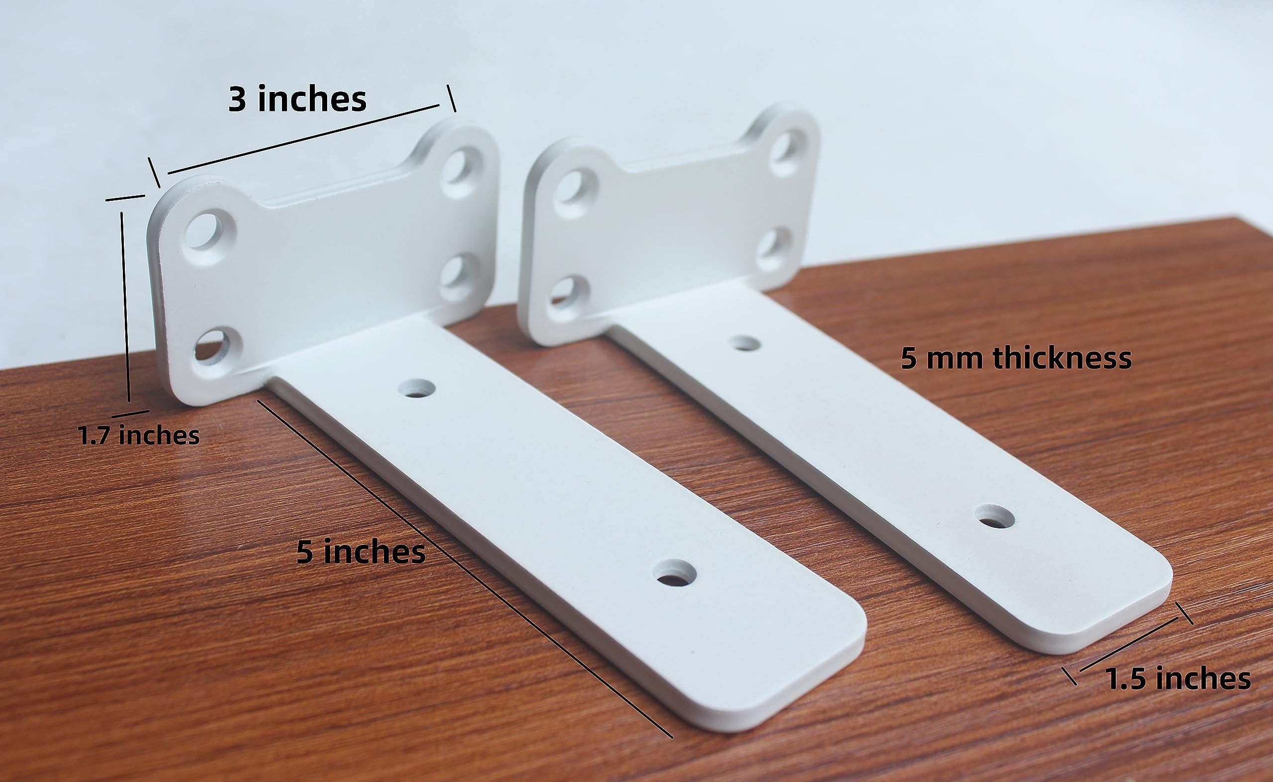 12 Pack - 5 inch White Hidden Invisible L Shelves Brackets, Floating Hidden Shelf Brackets Heavy Duty Shelf Brackets Industrial L Shelf Bracket (1/5 Inch Thicked) Iron Shelf Brackets