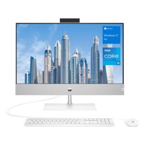 hp pavilion business all-in-one desktop, 23.8" fhd display, intel core i5-12400t, 16gb ram, 1tb pcie ssd, webcam, hdmi, wi-fi, wired keyboard & mouse, windows 11 pro, white