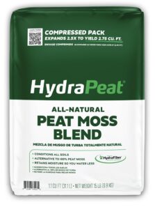 hydrapeat peat moss (large) - 2.75 cu ft of all-natural reduced peat blend soil media - 1.1 compressed pack size