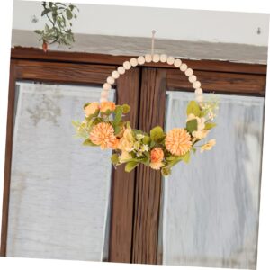 ULDIGI Faux Wood Bead Garland Green Wreath Artificial Wreath Wall Stickers& Murals Table Wreath Garland Fall Front Door Wreaths Eucalyptus Hoop Wreath Plastic Wedding Bride Lamb