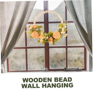 ULDIGI Faux Wood Bead Garland Green Wreath Artificial Wreath Wall Stickers& Murals Table Wreath Garland Fall Front Door Wreaths Eucalyptus Hoop Wreath Plastic Wedding Bride Lamb