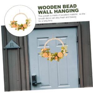 ULDIGI Faux Wood Bead Garland Green Wreath Artificial Wreath Wall Stickers& Murals Table Wreath Garland Fall Front Door Wreaths Eucalyptus Hoop Wreath Plastic Wedding Bride Lamb