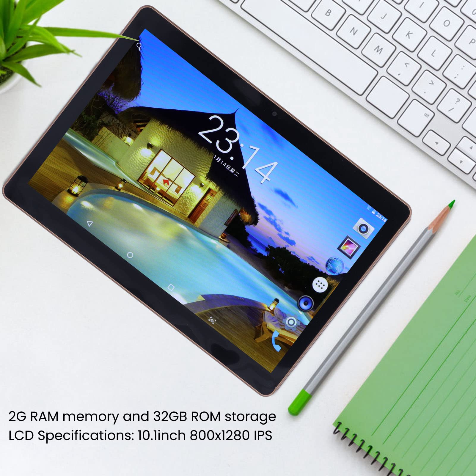 Shooting Props WiFi for Smart Tablet 10.1In for Andriod 8.0 Octa Core 2Gb Ram 32Gb ROM IPS Hd Touchscreen Tablet for Daily Work (US Plug)