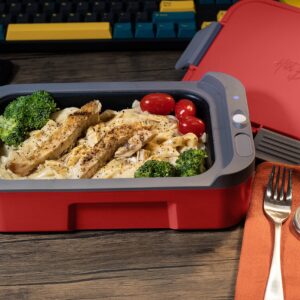 Hot Bento – Self Heated Lunch Box and Food Warmer – Battery Powered, Portable, Cordless, Hot Meals for Office, Travel, Jobsite, Picnics, Outdoor Recreation, Kitchen Meal Prep - Hot Red