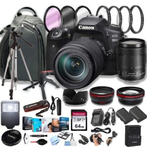 canon eos 90d dslr camera w/ef-s 18-135mm f/3.5-5.6 is usm zoom lens + 100s sling backpack + 64gb memory cards, professional photo bundle (40pc bundle)
