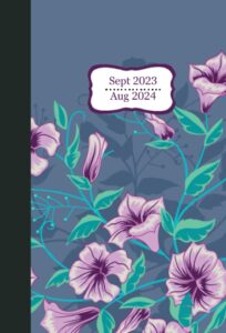 barrbarr purple flowers 2023 -2024 a5 academic planner week to view: mid year appointment book with flexible cover for productivity