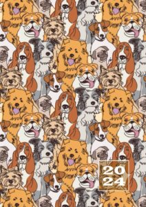 2024: week to view with hourly schedule | weekly planner january - december | a4 format dated agenda | appointment calendar | organizer book with time slots | funny dogs pattern