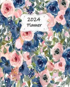 2024 planner: daily weekly and monthly calendar | schedule organizer | january to december | watercolor flower