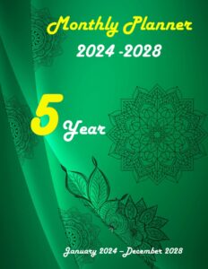 2024-2028 five years monthly planner: green mandala cover : beautiful and large calendar agenda, schedule organizer jan 2024-dec 2028 (60 months)