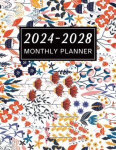 2024-2028 monthly planner: 5 years schedule organizer, personal time management notebook with flower cover