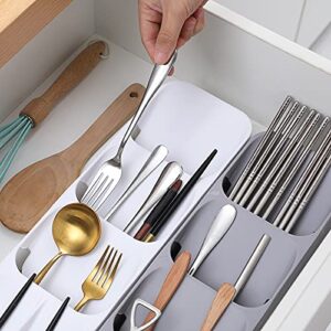 Compact Cutlery Silverware Organizer Kitchen Drawer Tray, Small, Nude Color