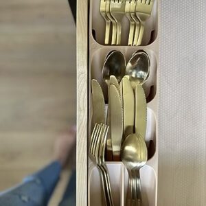 Compact Cutlery Silverware Organizer Kitchen Drawer Tray, Small, Nude Color