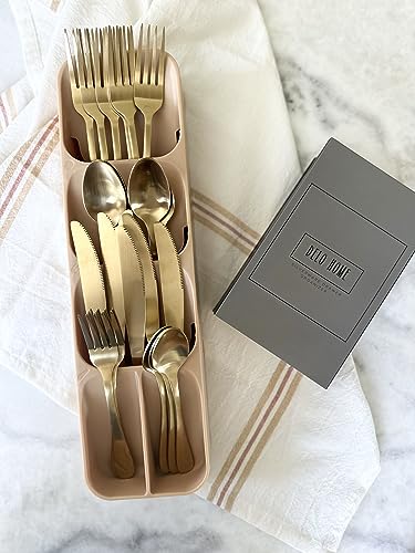 Compact Cutlery Silverware Organizer Kitchen Drawer Tray, Small, Nude Color