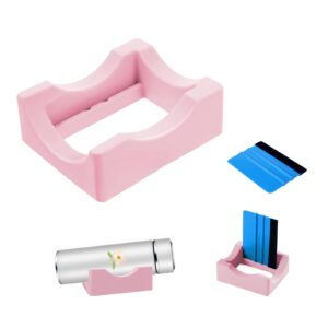 healthstec crafting cup cradle with silicone material and felt edge squeegee ideal for applying vinyl decals on tumblers anti-skid design(pink)