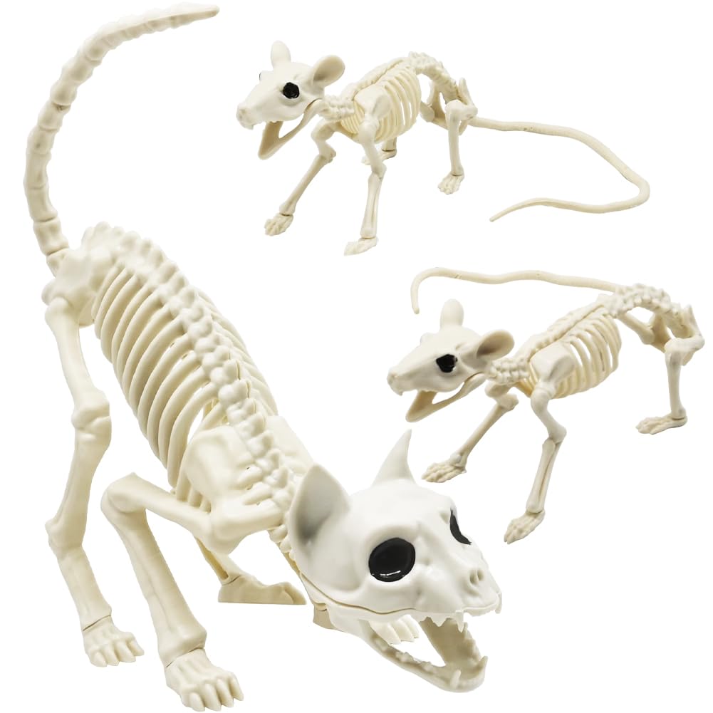 LUKBERA Halloween Animal Skeleton Decorations, Dog Animal Bones Skeletons with Posable Joints for Haunted Houses, Graveyard Scenes, Halloween Party Décor