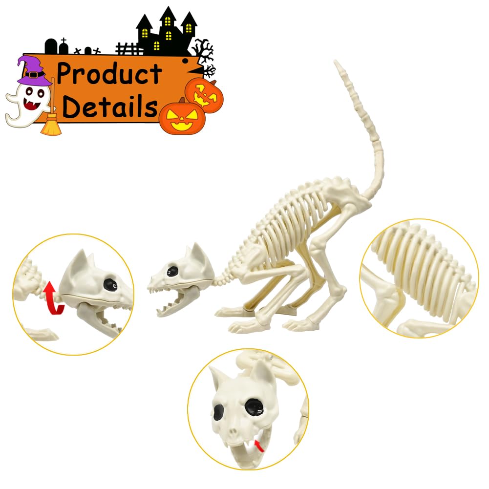 LUKBERA Halloween Animal Skeleton Decorations, Dog Animal Bones Skeletons with Posable Joints for Haunted Houses, Graveyard Scenes, Halloween Party Décor