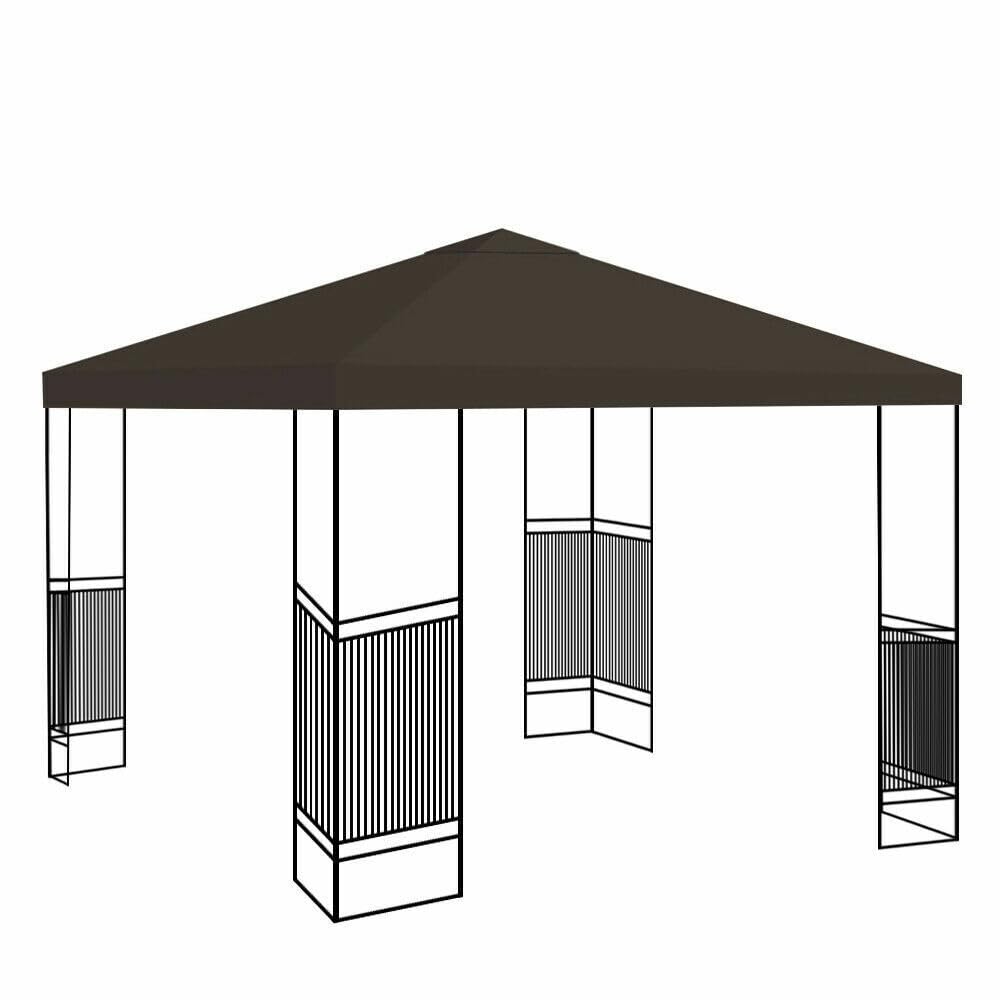 Timoau Gazebo Canopy Replacement Top 10'x10' - Single Tier Patio Canopy Cover - Square Replacement Canopy Gazebo Top - Waterproof 300D Canvas Gazebo for Patio Garden Outdoor (Two Tier, Coffee)