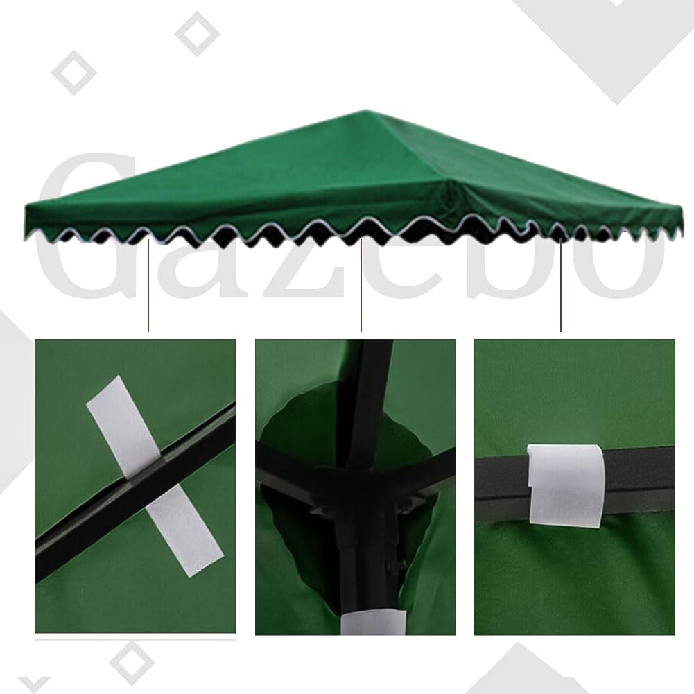 Timoau Gazebo Canopy Replacement Top 10'x10' - Single Tier Patio Canopy Cover - Square Replacement Canopy Gazebo Top - Waterproof 300D Canvas Gazebo for Patio Garden Outdoor (Two Tier, Coffee)