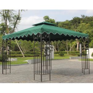 Timoau Gazebo Canopy Replacement Top 10'x10' - Single Tier Patio Canopy Cover - Square Replacement Canopy Gazebo Top - Waterproof 300D Canvas Gazebo for Patio Garden Outdoor (Two Tier, Coffee)