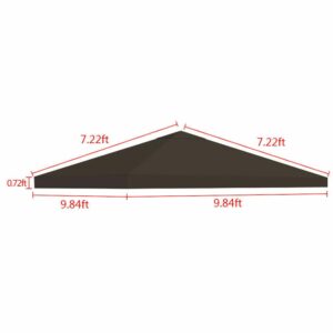 Timoau Gazebo Canopy Replacement Top 10'x10' - Single Tier Patio Canopy Cover - Square Replacement Canopy Gazebo Top - Waterproof 300D Canvas Gazebo for Patio Garden Outdoor (Two Tier, Coffee)