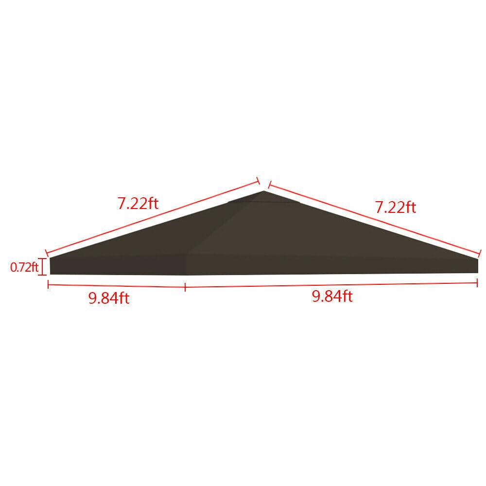 Timoau Gazebo Canopy Replacement Top 10'x10' - Single Tier Patio Canopy Cover - Square Replacement Canopy Gazebo Top - Waterproof 300D Canvas Gazebo for Patio Garden Outdoor (Two Tier, Coffee)