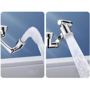 1080° Rotating Faucet Extender for kitchen faucet extension with 2 Water Outlet Modes, Universal Swivel Faucet Attachment, Multifunctional Splash Filter Robotic Arm Splash Filter Faucet Dual mode