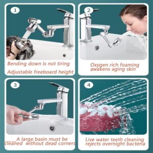 1080° Rotating Faucet Extender for kitchen faucet extension with 2 Water Outlet Modes, Universal Swivel Faucet Attachment, Multifunctional Splash Filter Robotic Arm Splash Filter Faucet Dual mode
