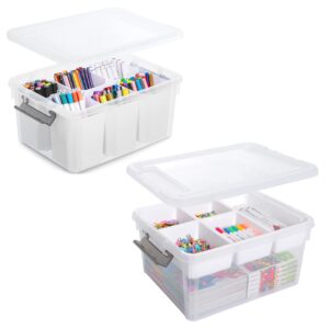 citylife 2 packs 17 qt plastic storage bins clear storage box with lids multipurpose stackable storage containers for organizing tool, craft, lego, crayon