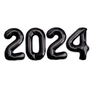 40 inch 2024 pack of 4 black huge numbers balloons giant large helium foil mylar big number for christmas new year party graduation birthday (black, 40 inches)