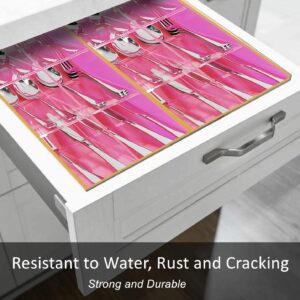 Gelite Acrylic Silverware Drawer Organizer Kitchen Cutlery Tray Caddy Flatware Organizer for Drawer, Easy Dismount and Wash, Neon Pink