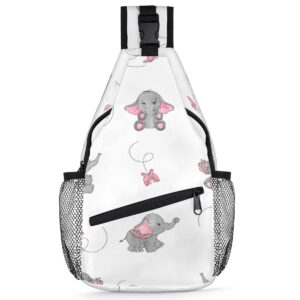 elephant butterfly sling bag crossbody sling backpack water resistant shoulder bag outdoor travel hiking chest bag daypack for women men unisex