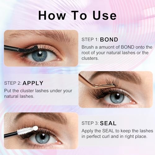 Lash Bond and Seal, Lash Cluster Glue for DIY Eyelash Extensions,Individual Lash Glue for Cluster Eyelash, Strong Hold, Eye Lash Glue for Personal Makeup Use (Black01 Bottle)