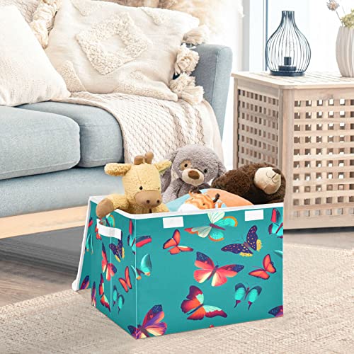 GAIGEO Colorful Butterfly 1 Storage Bins, Storage and Organization, Cube Storage with Lid for Cloth Toys Organizer Storage