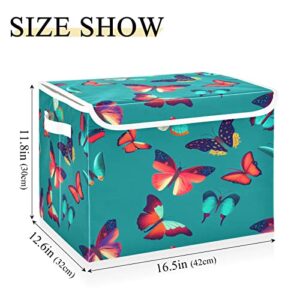 GAIGEO Colorful Butterfly 1 Storage Bins, Storage and Organization, Cube Storage with Lid for Cloth Toys Organizer Storage