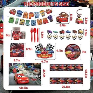 Super Movie Birthday Party Supplies Including Tableware, Backdrop, Cake Insert, Cupcake Insert, Stickers, Hanging Swirls, Balloons Car Party Decorations