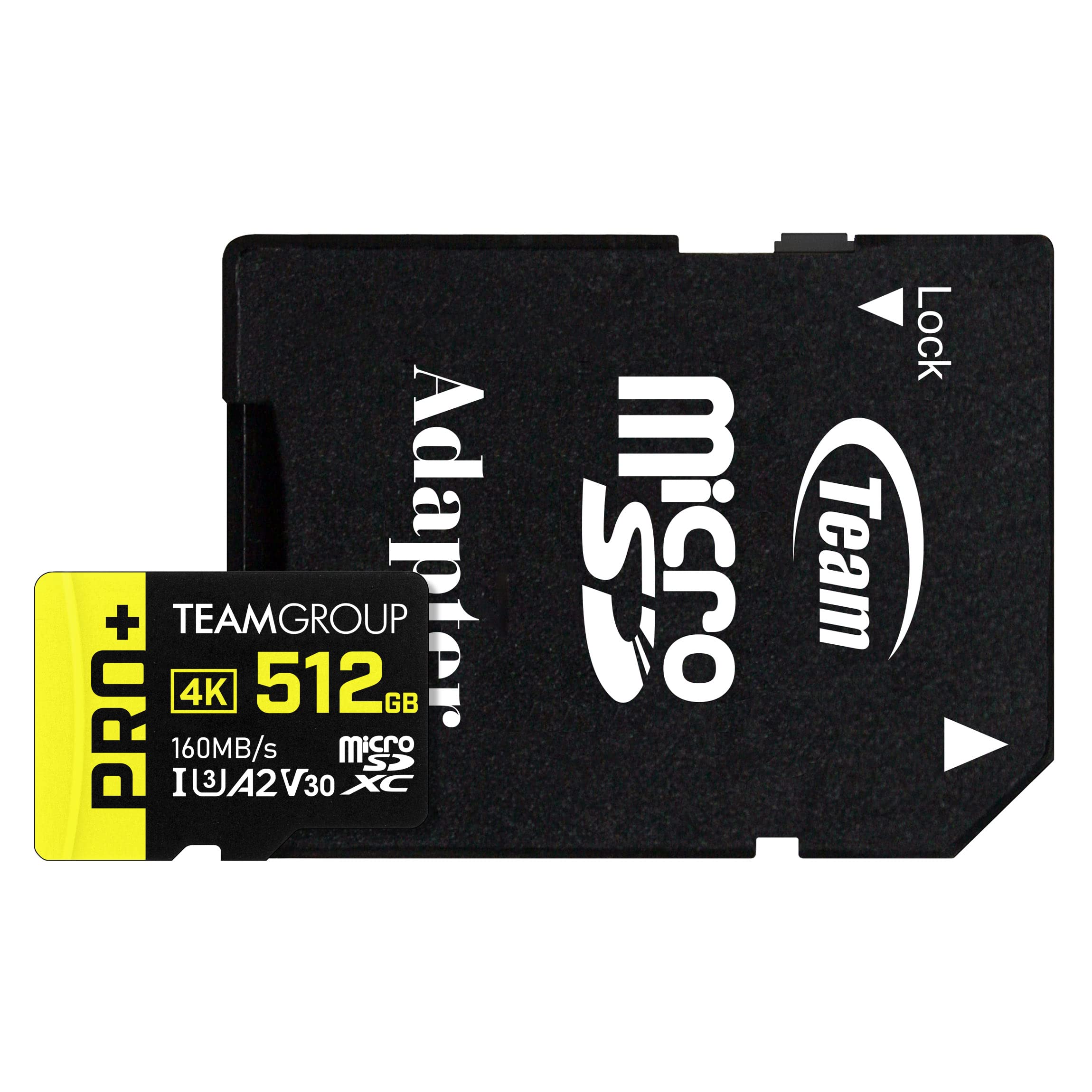 TEAMGROUP A2 Pro Plus Card 512GB Micro SDXC UHS-I U3 A2 V30, R/W up to 160/110 MB/s for Nintendo-Switch, Steam Deck, Gaming Devices, Tablets, Smartphones, 4K Shooting, with Adapter TPPMSDX512GIA2V3003