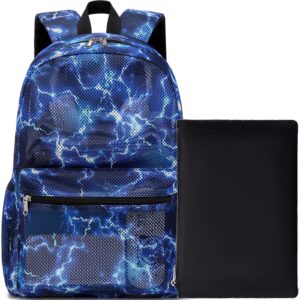 meisohua mesh backpack for boys lightning blue school backpack for kids boys 2 in 1 set see through casual backpack for teen boys girls