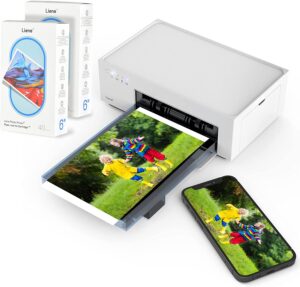liene 4x6'' instant photo printer (battery edition) bundle100-sheet, 3 ink-cartridge, wireless photo printer for iphone, smartphone, android, computer, dye sublimation, photo printer for travel, home