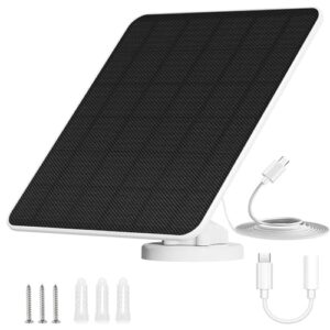 hxview 6w solar panel for security camera, 5v solar panel charger for micro usb & usb-c port outdoor camera, 20% efficiency than 5w, 360° adjustable & ip66 waterproof