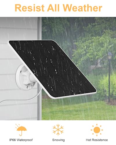 HXVIEW 6W Solar Panel for Security Camera, 5V Solar Panel Charger for Micro USB & USB-C Port Outdoor Camera, 20% Efficiency Than 5W, 360° Adjustable & IP66 Waterproof