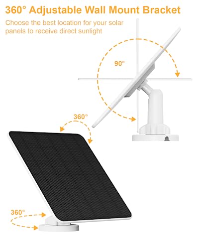 HXVIEW 6W Solar Panel for Security Camera, 5V Solar Panel Charger for Micro USB & USB-C Port Outdoor Camera, 20% Efficiency Than 5W, 360° Adjustable & IP66 Waterproof