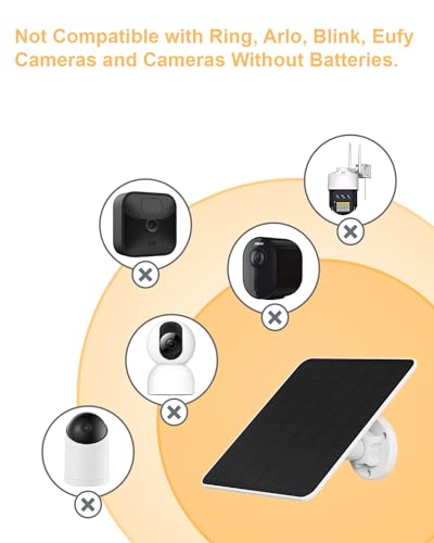 HXVIEW 6W Solar Panel for Security Camera, 5V Solar Panel Charger for Micro USB & USB-C Port Outdoor Camera, 20% Efficiency Than 5W, 360° Adjustable & IP66 Waterproof