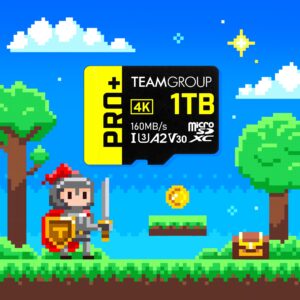 TEAMGROUP A2 Pro Plus Card 1TB Micro SDXC UHS-I U3 A2 V30, R/W up to 160/110 MB/s for Nintendo-Switch, Steam Deck, Gaming Devices, Tablets, Smartphones, 4K Shooting, with Adapter TPPMSDX1TIA2V3003