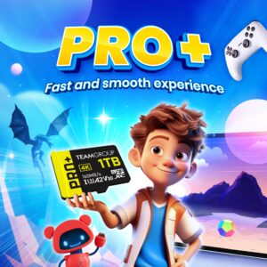 TEAMGROUP A2 Pro Plus Card 1TB Micro SDXC UHS-I U3 A2 V30, R/W up to 160/110 MB/s for Nintendo-Switch, Steam Deck, Gaming Devices, Tablets, Smartphones, 4K Shooting, with Adapter TPPMSDX1TIA2V3003