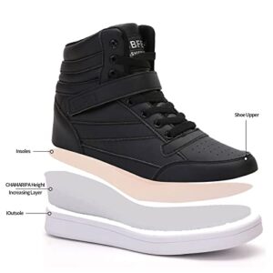UBFEN Womens High Top Ankle Support Sneakers Black Hidden Wedge Heel Retro 80s Tennis Shoes for Girls Cosplay Removable Insole Footwear Size 9