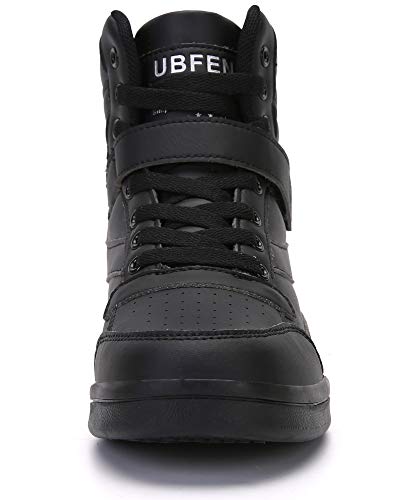UBFEN Womens High Top Ankle Support Sneakers Black Hidden Wedge Heel Retro 80s Tennis Shoes for Girls Cosplay Removable Insole Footwear Size 9