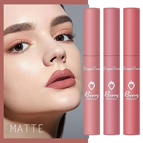 ZARICS 3PCS Nude Matte Lipstick Set, 24 Hour Superstay Natural Nude Lipstick Velvet Smooth Crayon Lip Stain, Long Lasting Waterproof Lip Gloss Lipstick for Women Makeup (Set C)